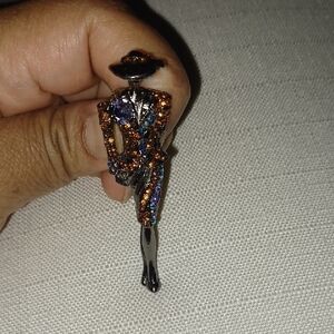 Elegant Black and Orange Brooch